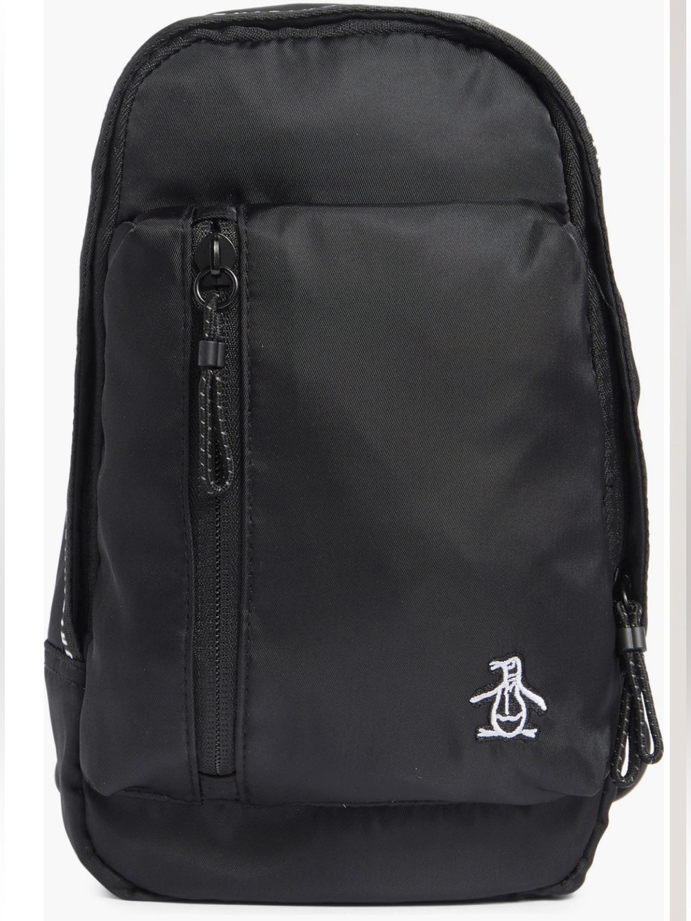 Original Penguin Black Sling Backpack with White Penguin Logo